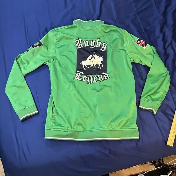Vintage Ralph Lauren Rugby Jacket XL Green Full Zip Track Great Britain Champion - Picture 2 of 10